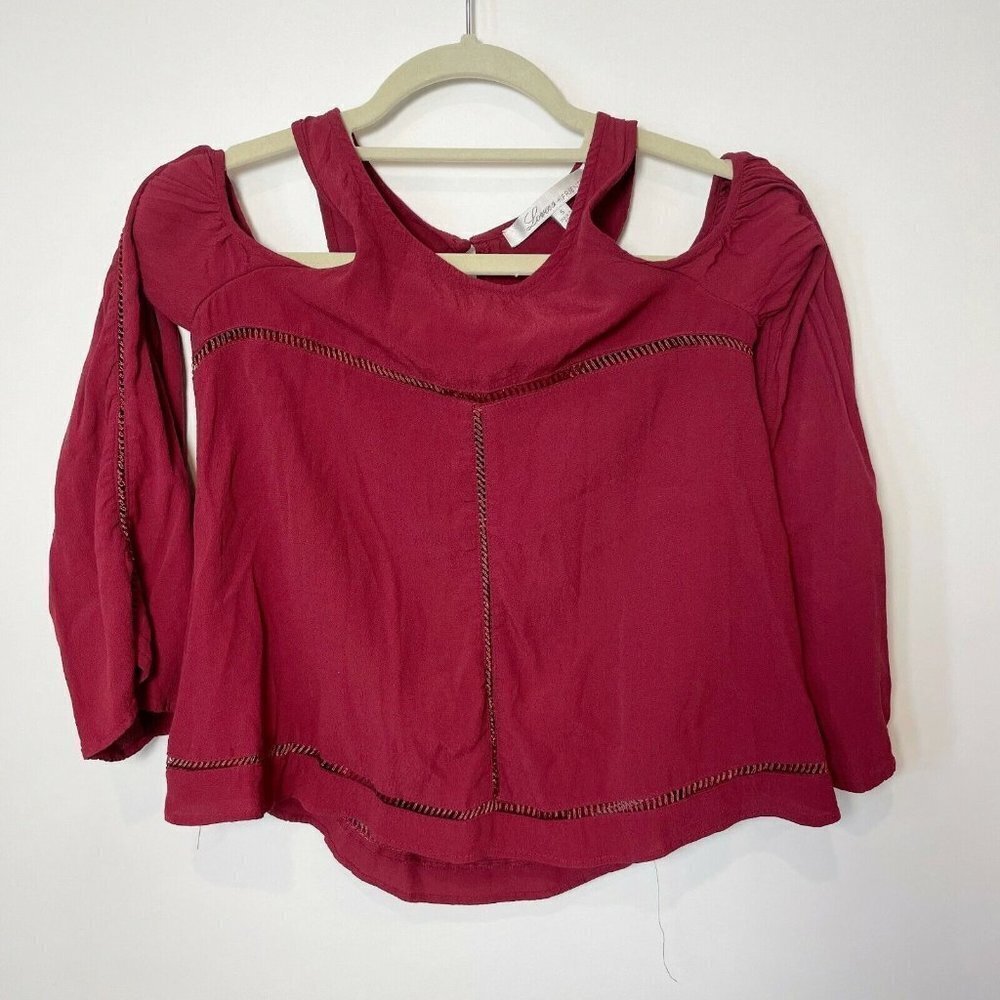 Lovers + FRIENDS Womens Cloud Break Cold Shoulder Blouse Top Red S Relaxed Fit